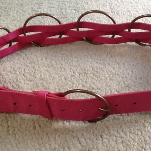 Accessories - Pink belt with bronze ring accent